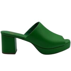 Charlotte Stone Rian Platform Mule Sandals Kelly Green Leather Size 10
